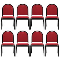 Kit 8 Cadeiras Hoteleiras Auditório Empilhável Linho M23 Vermelho - Mpozenato