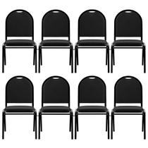 Kit 8 Cadeiras Hoteleiras Auditório Empilhável Sintético M23 Preto - Mpozenato