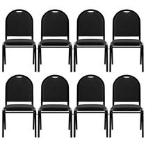 Kit 8 Cadeiras Hoteleiras Auditório Empilhável Sintético Z33 Preto - Mpozenato Kit 8 Cadeiras Hoteleiras Auditório Empilhável Sintético Z33 Preto - Mpozenato