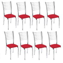 Kit 8 Cadeiras Iara Cromada Para Cozinha-Assento Vermelho-Gat Magazine Kit 8 Cadeiras Iara Cromada Para Cozinha-Assento Vermelho-Gat Magazine