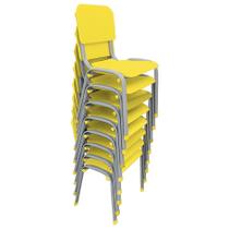 Kit 8 Cadeiras Infantil Polipropileno LG flex Reforçada Empilhável WP Kids Amarela - LG Flex Cadeiras
