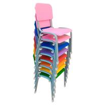 Kit 8 Cadeiras Infantil Polipropileno LG flex Reforçada Empilhável WP Kids Coloridas