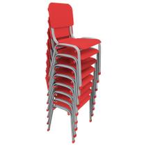 Kit 8 Cadeiras Infantil Polipropileno LG flex Reforçada Empilhável WP Kids Vermelha