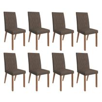 Kit 8 Cadeiras Lara Madeira Maciça Canela/Veludo Marrom Espresso Móveis