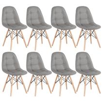 Kit 8 Cadeiras Laráz Eames Eiffel Botonê Estofada - Cinza