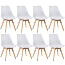 Kit 8 Cadeiras Laráz Leda com Assento Estofado Branco Kit 8 Cadeiras Laráz Leda com Assento Estofado Branco