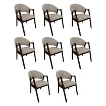 Kit 8 Cadeiras Linho Helen Premium para Sala de Jantar Conforto em Madeira Maciça - Bege Kit 8 Cadeiras Linho Helen Premium para Sala de Jantar Conforto em Madeira Maciça - Bege