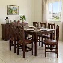 Kit 8 Cadeiras Madeira Maciça De Jantar com Assento Estofado Marrom Repleta