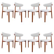 Kit 8 Cadeiras Madeira Para Sala de Jantar Linho