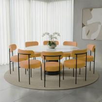 Kit 8 Cadeiras Margara Estrutura MDF Bouclê Capuccino D'Rossi Kit 8 Cadeiras Margara Estrutura MDF Bouclê Capuccino D'Rossi