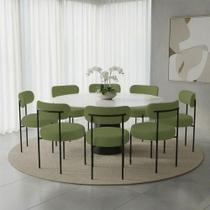 Kit 8 Cadeiras Margara Estrutura MDF Bouclê Verde Pistache D'Rossi