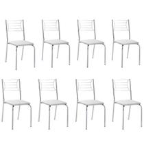 Kit 8 Cadeiras Nanda Cromada material sintético Branco Kit 8 Cadeiras Nanda Cromada material sintético Branco