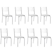 Kit 8 Cadeiras Nanda cromada para cozinha ou espaço gourmet-Assento branco Kit 8 Cadeiras Nanda cromada para cozinha ou espaço gourmet-Assento branco