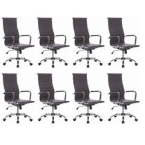 Kit 8 Cadeiras para Escritório Presidente Esteirinha material sintético Office