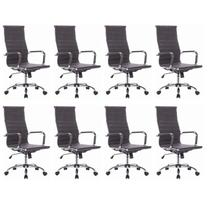 Kit 8 Cadeiras para Escritório Presidente Esteirinha material sintético Office Preto