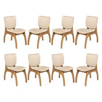 Kit 8 Cadeiras para Mesa de Jantar 44 x 86 Cm Irlanda Madeira Maciça Imbuia Linho Bege M58 - RMI