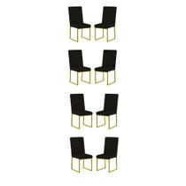 Kit 8 Cadeiras Para Mesa De Jantar Base Industrial Dourado Balaqui Kit 8 Cadeiras Para Mesa De Jantar Base Industrial Dourado Balaqui