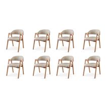 Kit 8 Cadeiras para Mesa de Jantar Gaia Yescasa Bege