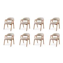 Kit 8 Cadeiras para Mesa de Jantar Gaia Yescasa Bege
