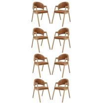 Kit 8 Cadeiras Para Mesa De Jantar Moderna material sintético Balaqui Marrom Claro