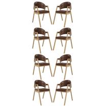 Kit 8 Cadeiras Para Mesa De Jantar Moderna material sintético Balaqui Marrom Escuro