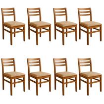 Kit 8 Cadeiras para Sala de Jantar em Madeira Maciça Diamante