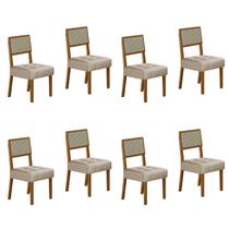 Kit 8 Cadeiras para Sala de Jantar Pés em Madeira Maciça Liz Kit 8 Cadeiras para Sala de Jantar Pés em Madeira Maciça Liz