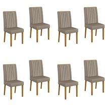 Kit 8 Cadeiras para Sala de Jantar Pés em Madeira Maciça Mari