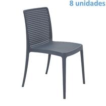 Kit 8 cadeiras plastica monobloco isabelle azul navy tramontina