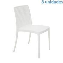 Kit 8 cadeiras plastica monobloco isabelle branca tramontina