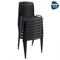 Kit 8 Cadeiras Plástica Polipropileno WP Flex Reforçada Empilhável Preta