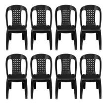 Kit 8 Cadeiras Plástica Preta Bistrô P/até 154kg Resistente - Arqplast