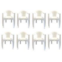 Kit 8 Cadeiras Plasticas Com Braço Viviane Branca 156Kg - Duoplast