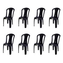Kit 8 Cadeiras Plasticas Preto 182 Kg - Duoplast