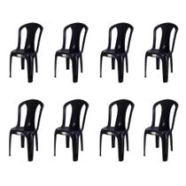 Kit 8 Cadeiras Plasticas Preto 182 Kg - Duoplast
