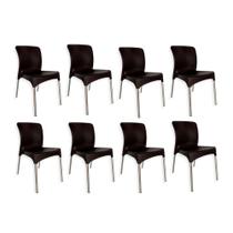 Kit 8 Cadeiras Plástico e Metal Jardim Área Externa