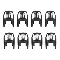Kit 8 Cadeiras Poltrona Plástica Empilhavel Reforçada 182kg Mor