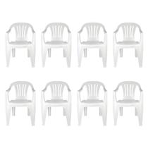 Kit 8 Cadeiras Poltrona Plástica Empilhavel Reforçada Branca 182kg Mor