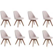 Kit 8 Cadeiras Raquel Luxo decorativa gourmet Linha Alta Giratória Para cozinha ou Sala de Jantar-Linho Bege Claro Kit 8 Cadeiras Raquel Luxo decorativa gourmet Linha Alta Giratória Para cozinha ou Sala de Jantar-Linho Bege Claro