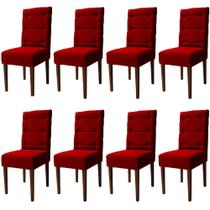 Kit 8 Cadeiras Sala de Jantar Estofadas Eloísa Veludo Vermelha (Liz Maria Decor)