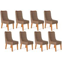 Kit 8 Cadeiras Sala Jantar Jade 8 Un Carvalho Nobre/Suede Pecan - DJ Móveis