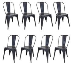 Kit 8 Cadeiras Tolix Industrial Aço Reforçado Empilhavel Preto