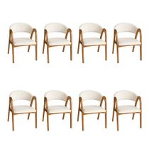 Kit 8 Cadeiras Valentina Madeira Maciça Cerejeira Encosto Anatômico em Linho Decorativa - Off-white Kit 8 Cadeiras Valentina Madeira Maciça Cerejeira Encosto Anatômico em Linho Decorativa - Off-white