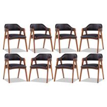 Kit 8 Cadeirasde Jantar em Madeira Lua Estofada material sintético Facto Preto L72 RMI Kit 8 Cadeirasde Jantar em Madeira Lua Estofada material sintético Facto Preto L72 RMI