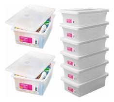 Kit 8 Caixa 20 Litros Branca Armazena Açougue Aves Carnes Multiuso