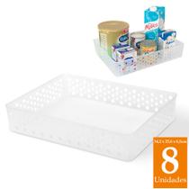 Kit 8 caixa cesto organizador grande para armário cozinha prateleira guarda roupa closet quarto bebe
