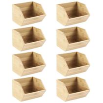 Kit 8 Caixa De Madeira Organizadora Empilhavel 3,2L Ou Keep