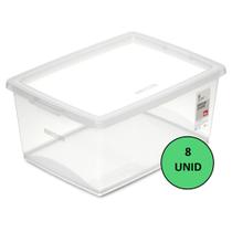 Kit 8 Caixa Organizadora 30l Ordene Design Moderno Cristal