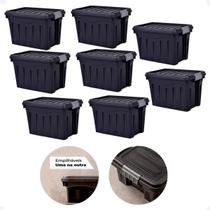 Kit 8 Caixa Organizadora Multiuso 20L Empilhável Com Trava