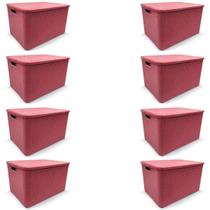 Kit 8 Caixa Organizadora Rattan Decorativa Com Tampa